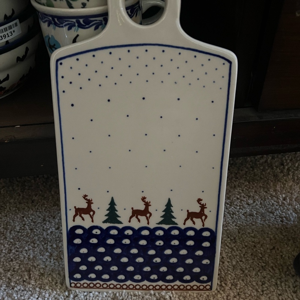 Christmas polish pottery cutting board.